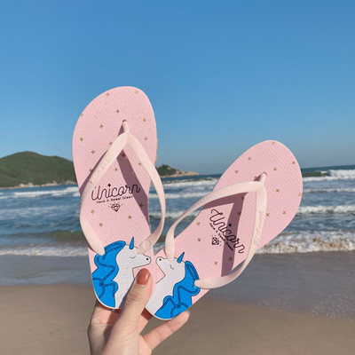 Дамски ежедневни чехли с апликация и надпис в няколко цвята