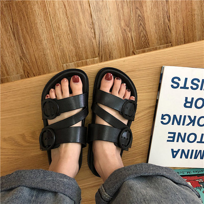 Дамски чехли от еко кожа в черен цвят