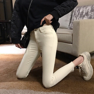 Дамски дънки с висока талия модел Slim в три цвята 