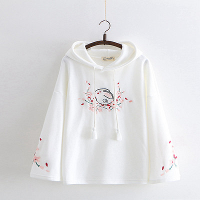 Стилен дамски суичер с флорални мотиви в два цвята