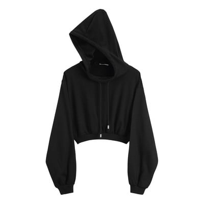 Модерен дамски къс суичър в черен и сив цвят