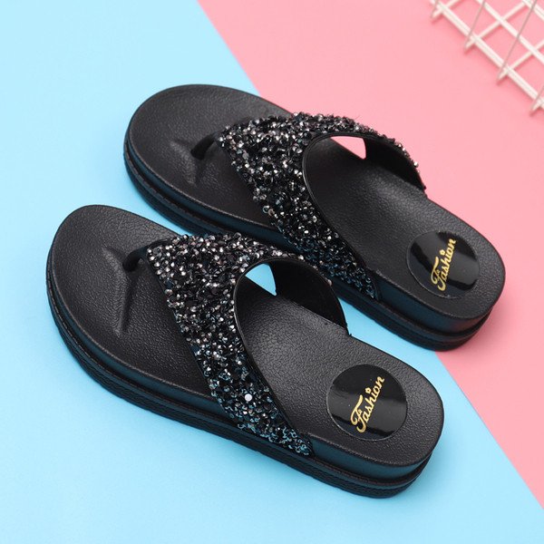 Дамски модерни чехли с камъни в няколко цвята