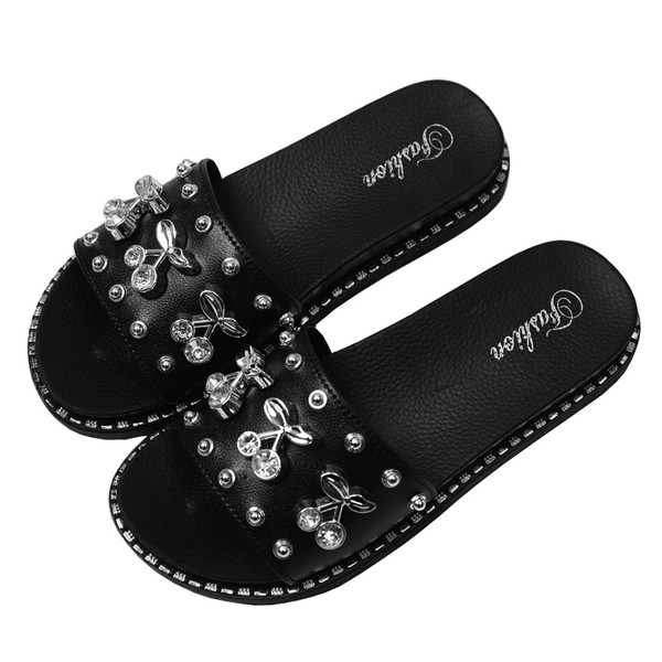 Модерни дамски чехли в три цвята с камъни