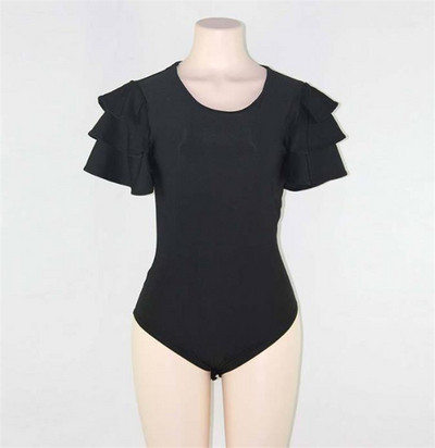 Аактуално дамско боди с О-образно деколте в черен и бял цвят