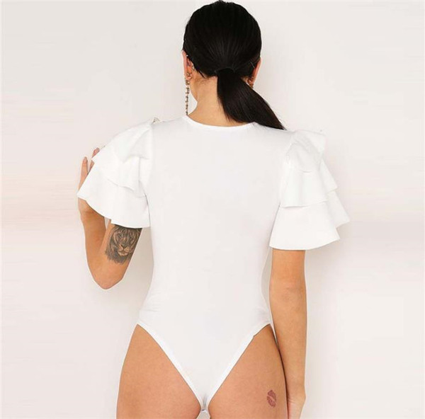 Аактуално дамско боди с О-образно деколте в черен и бял цвят 