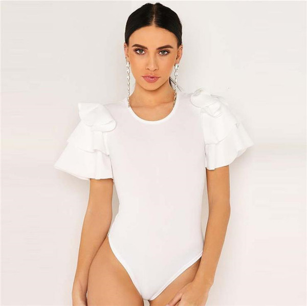 Аактуално дамско боди с О-образно деколте в черен и бял цвят 