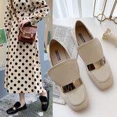 Mocasini eleganti de dama cu decor metalic alb-negru