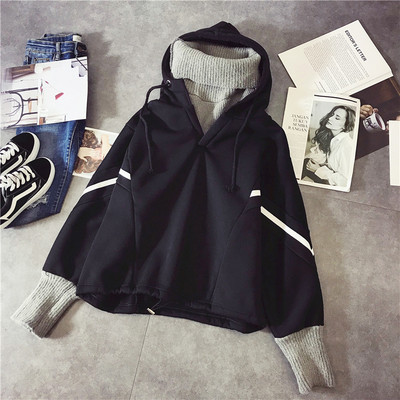 Дамски небрежен суичър в три цвята с бели кантове