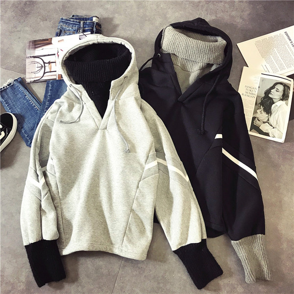 Дамски небрежен суичър в три цвята с бели кантове