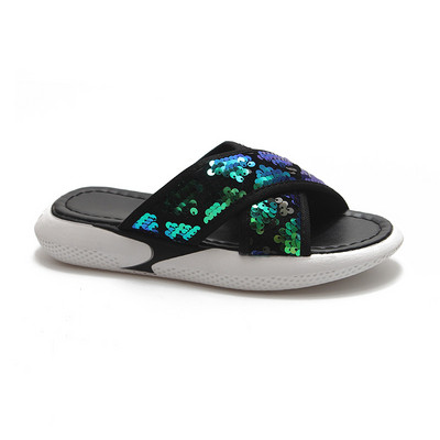 Модерни дамски чехли с пайети в два цвята