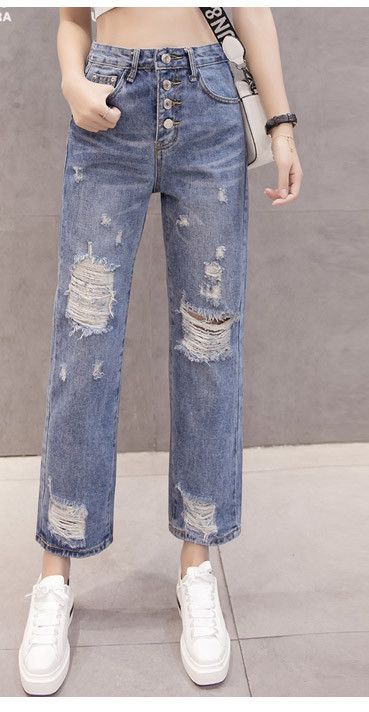 Дамски ежедневни дънки с висока талия широк модел