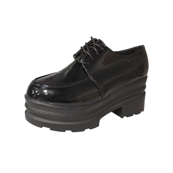 Модерни дамски ежедневни обувки с груба подметка в черен цвят