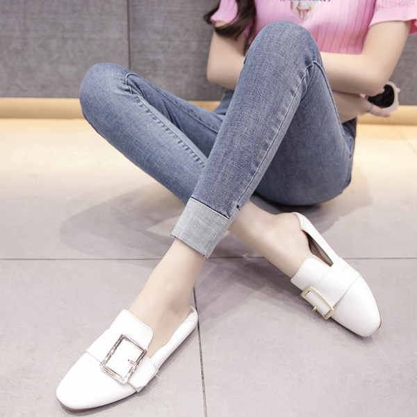 Дамски ежедневни дънки модел Slim с висока талия и джобове