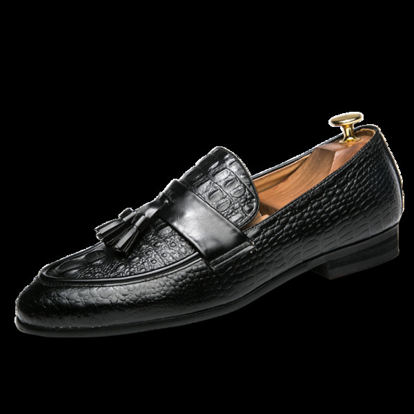 Мъжки официални обувки без връзки в черен и червен цвят