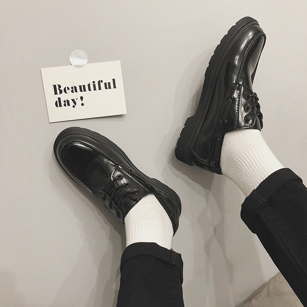 Мъжки официални обувки с връзки от еко кожа в черен цвят