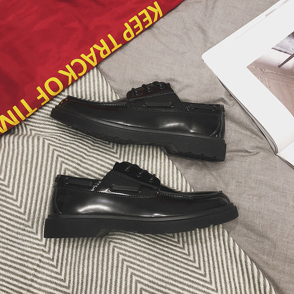 Мъжки официални обувки с връзки от еко кожа в черен цвят