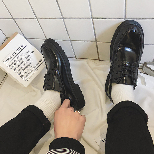 Мъжки официални обувки с връзки от еко кожа в черен цвят