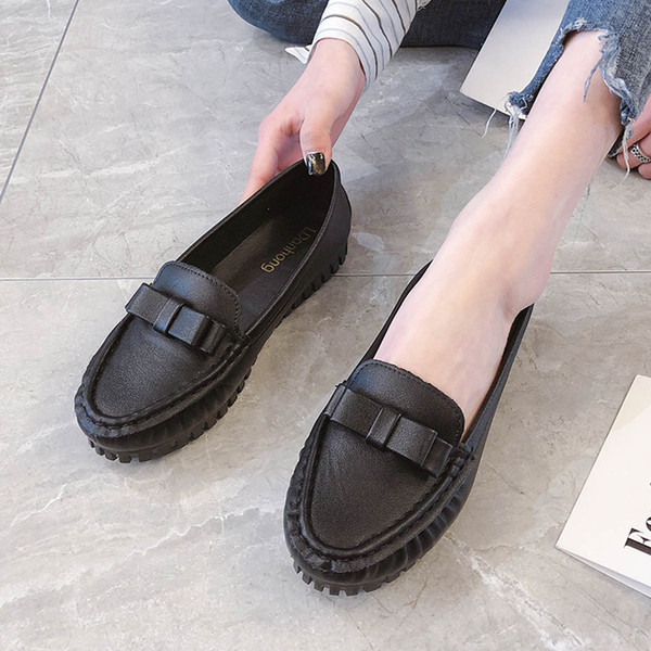 Ежедневни дамски мокасини от еко кожа с панделка в няколко цвята