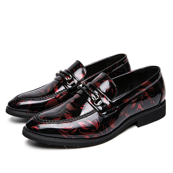 Мъжки официални обувки от еко кожа-лак в три цвята без връзки