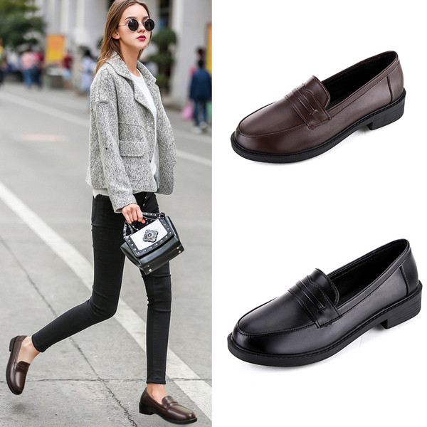 Стилни дамски мокасини от еко кожа в черен и кафяв цвят