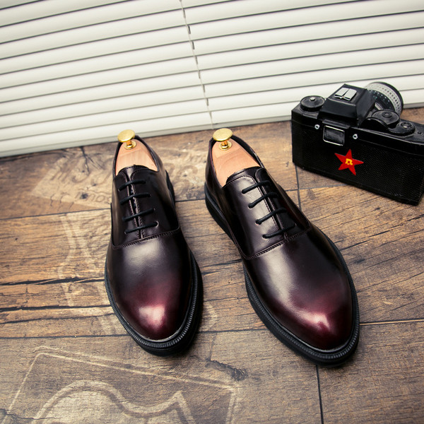 Мъжки официални обувки с равна подметка в два цвята