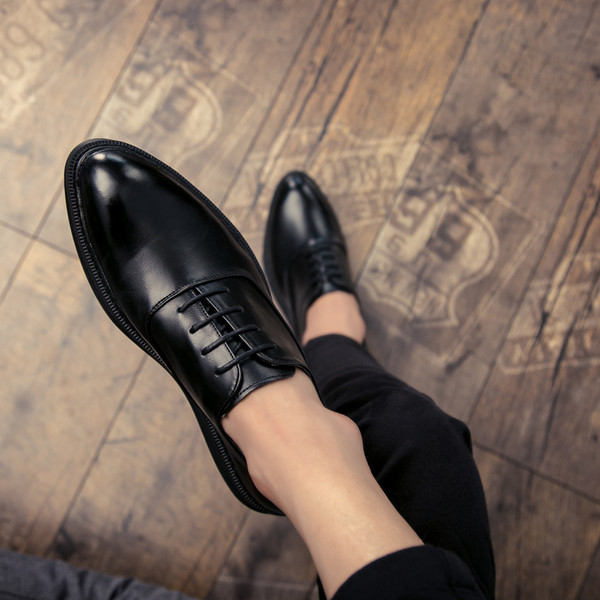 Мъжки официални обувки с равна подметка в два цвята