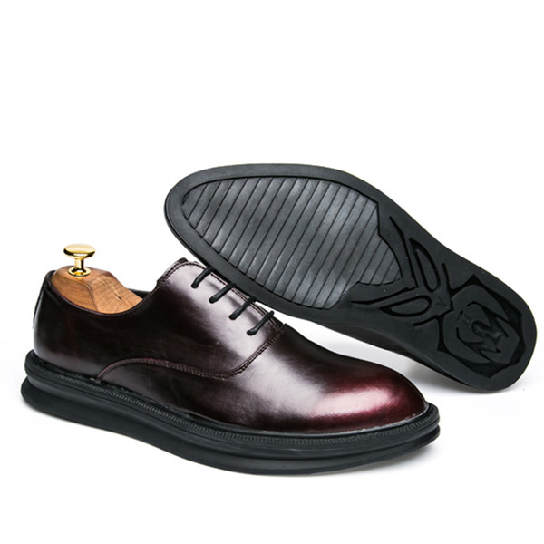Мъжки официални обувки с равна подметка в два цвята