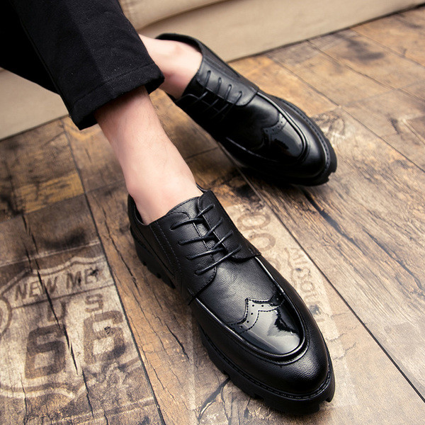 Мъжки актуални обувки с връзки в черен цвят