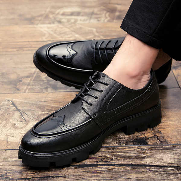 Мъжки актуални обувки с връзки в черен цвят