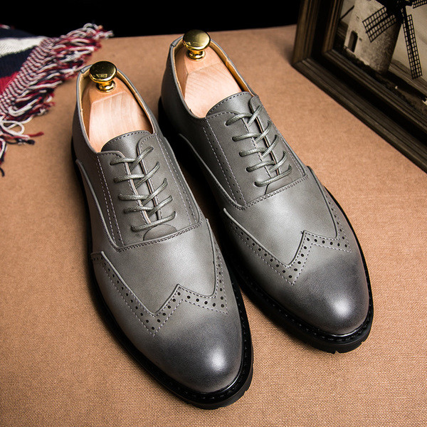 Модерни мъжки обувки с връзки в три цвята от еко кожа