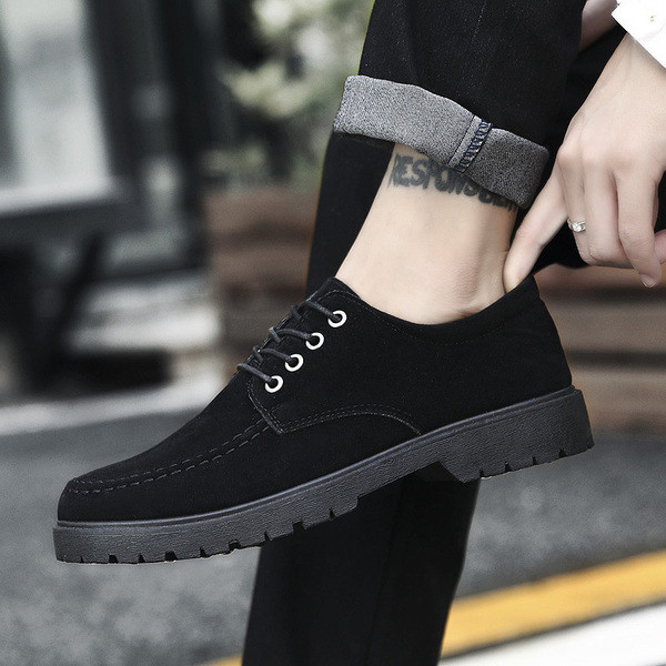 Нови модерни мъжки обувки с връзки в черен цвят