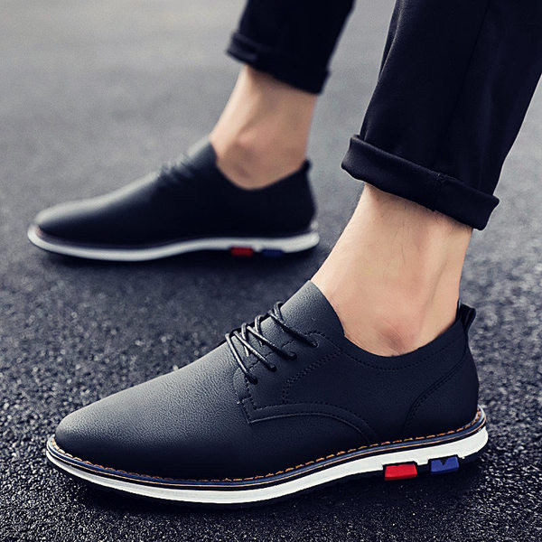 Мъжки модерни обувки с връзки в черен и син цвят