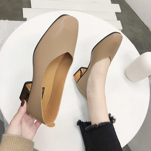 Модерни дамски мокасини с дебел ток в няколко цвята