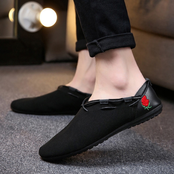 Мъжки небрежни мокасини с връзки и флорални мотиви в два цвята