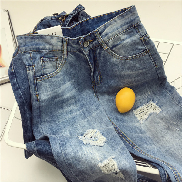 Дамски ежедневни дънки широк модел с висока талия в два цвята