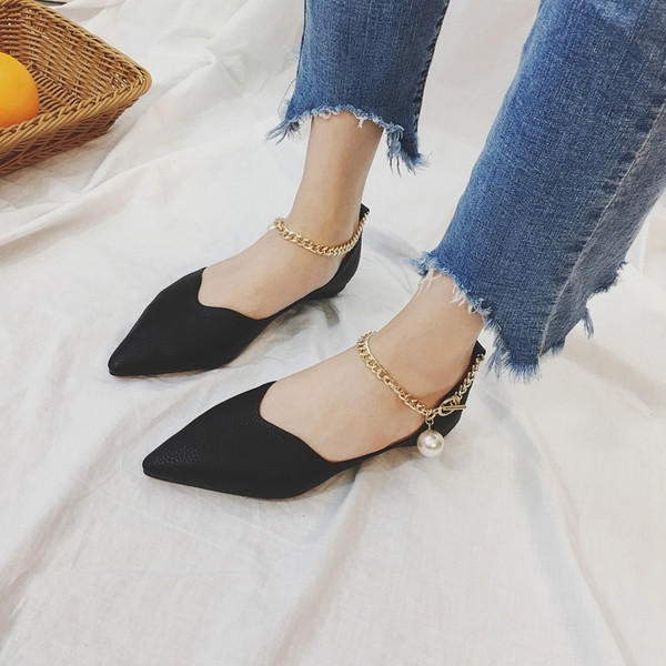 Дамски мокасини заострен модел с верижка в няколко цвята