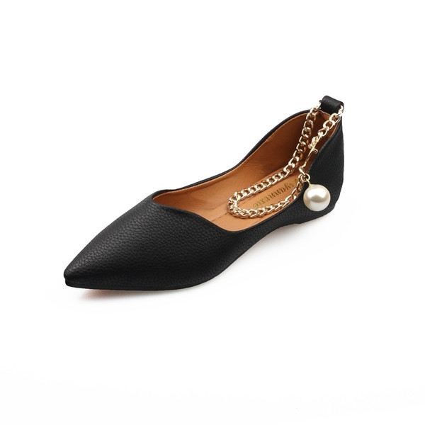 Дамски мокасини заострен модел с верижка в няколко цвята