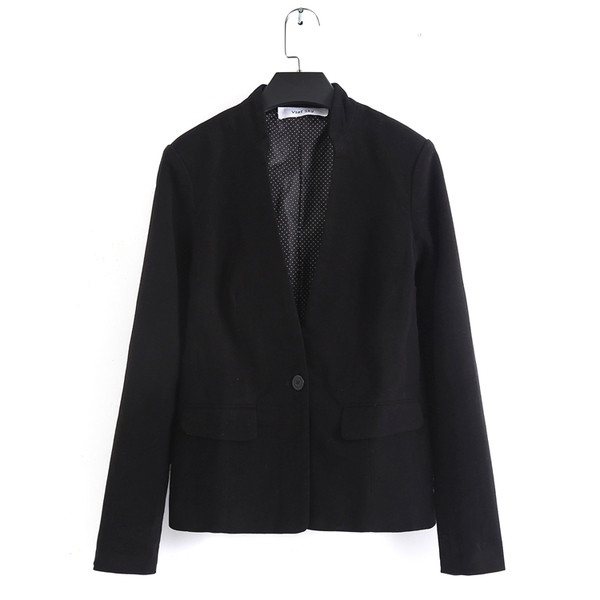 Модерно дамско сако с едно копче в черен и жълт цвят