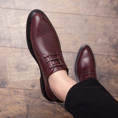 Модерни мъжки обувки от еко кожа с връзки в два  цвята