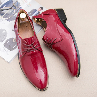 Мъжки официални обувки в три цвята с метален елемент и връзки