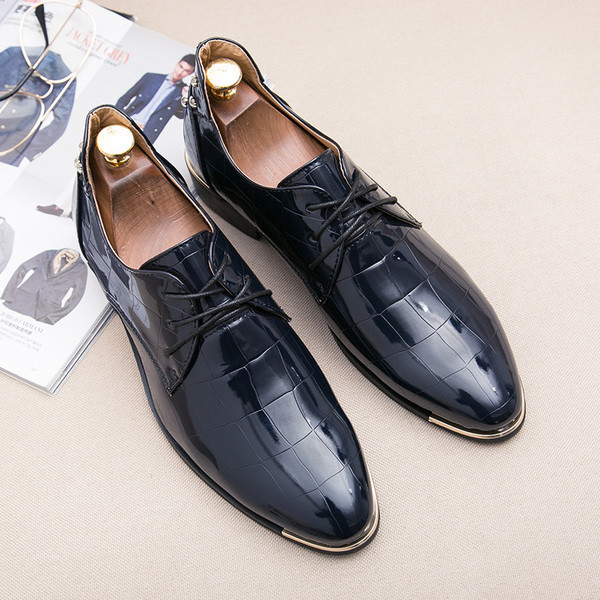 Pantofi formali pentru barbati in trei culori cu element metalic si sireturi