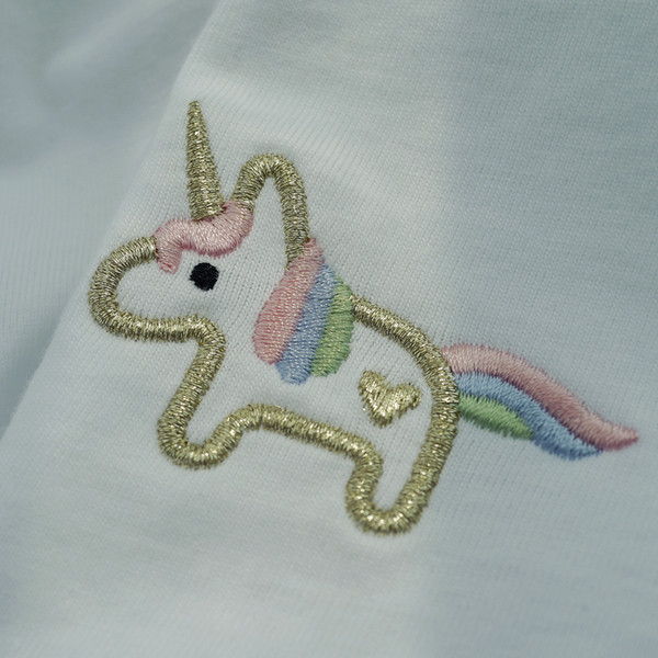 Bluză casual de damă cu broderie unicorn în alb-negru