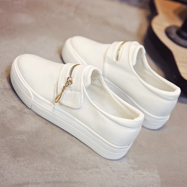 Mocasini de dama cu fermoar in alb si albastru