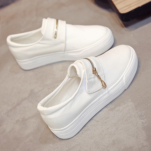 Mocasini de dama cu fermoar in alb si albastru