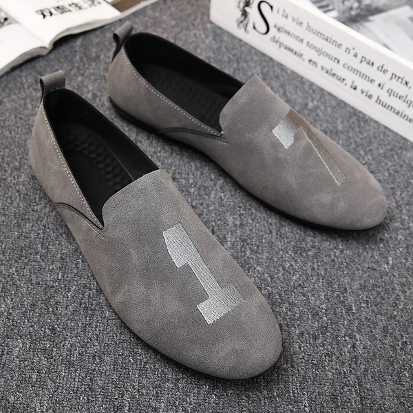 Mocasini casual barbatesti cu broderie in doua culori