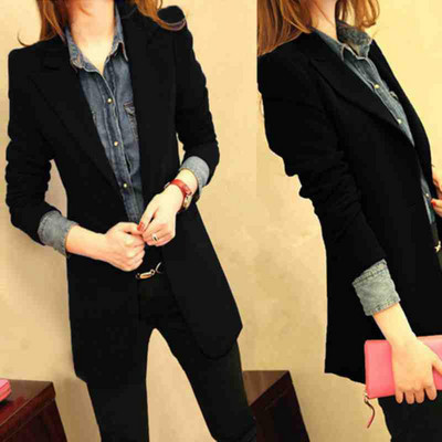Актуално дамско сако Slim -модел в син и черен цвят 