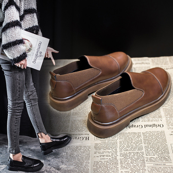 Mocasini eleganti de dama din piele ecologica de culoare maro si negru