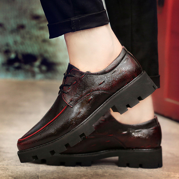 Pantofi barbati eleganti cu talpa inalta si sireturi in mai multe culori