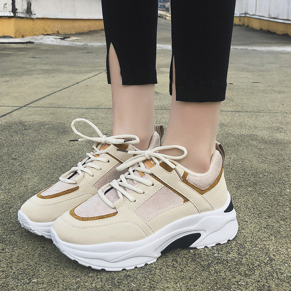 Tenisi casual dama cu talpa aspra in gri si bej