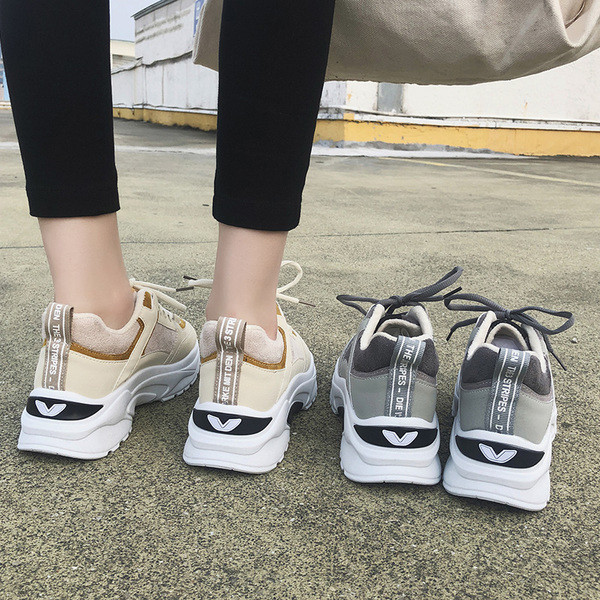 Tenisi casual dama cu talpa aspra in gri si bej